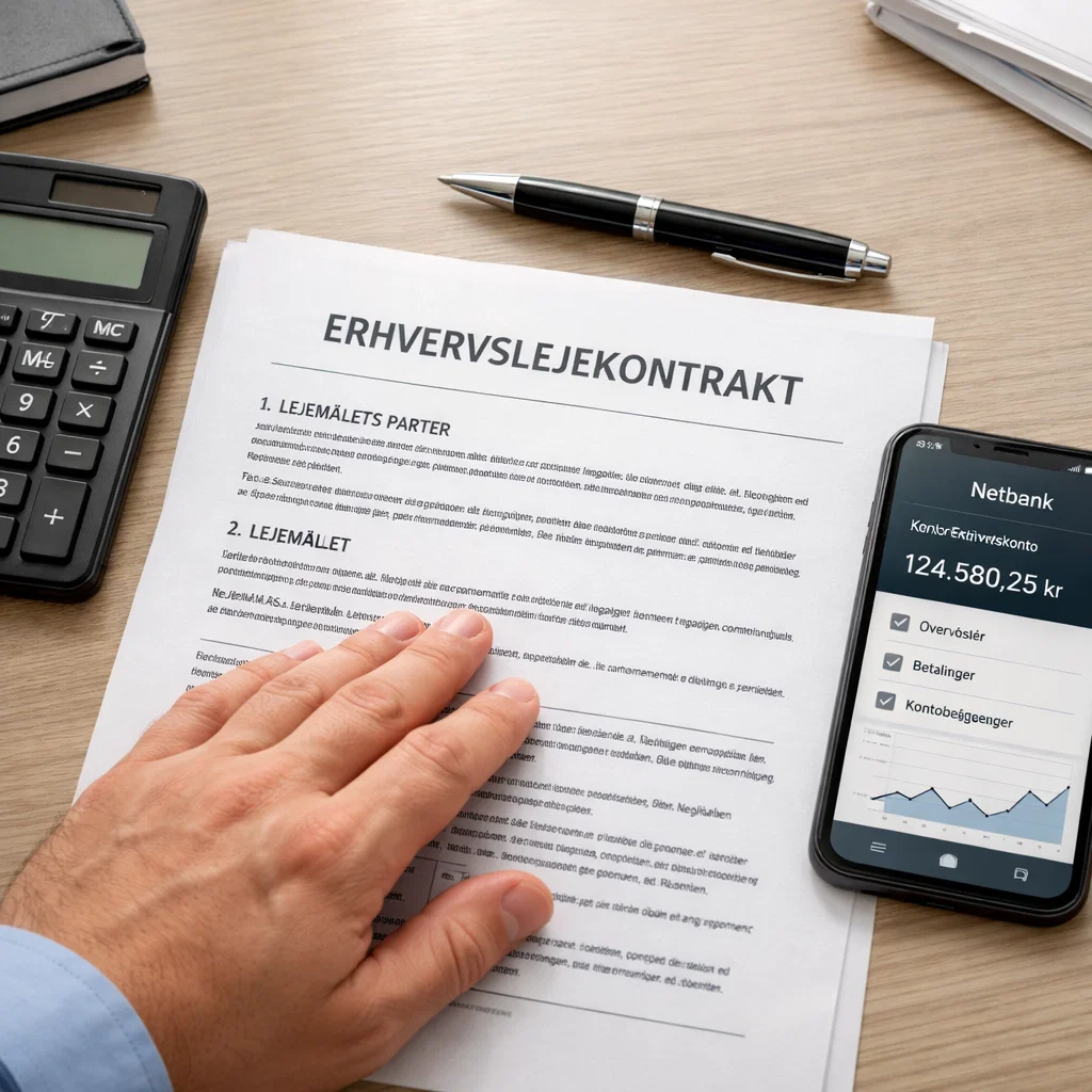 Erhvervslejekontrakt gennemgåes for at undersøge depositum