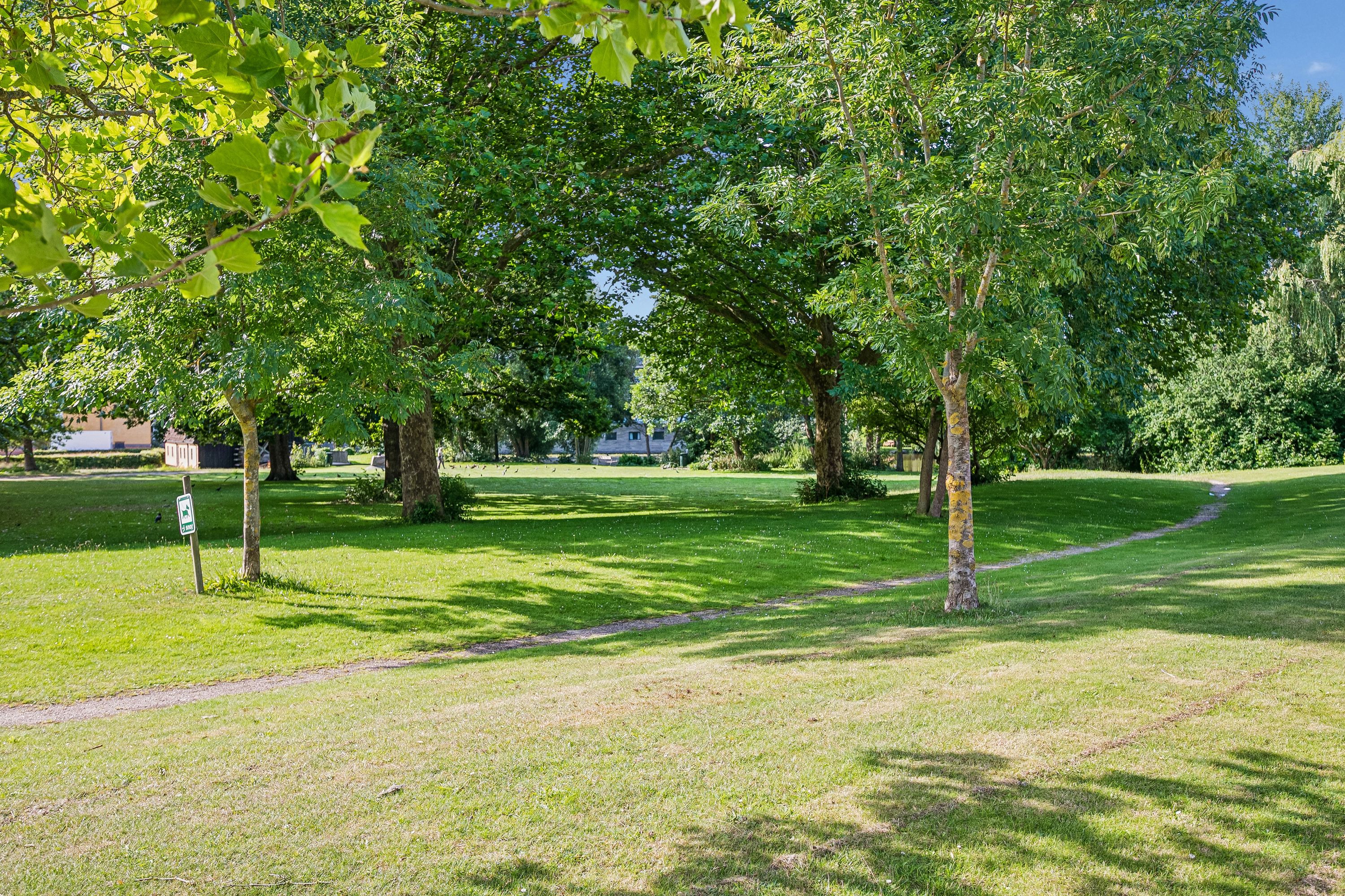 Søvnparken er i Kongens Lyngby. Det er grønt og fredfyldt med mange træer og græspladser. Der er en stier i parken.