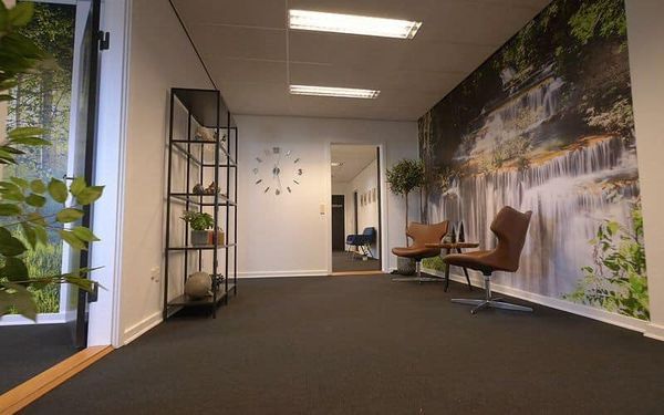 Lejlighed med 18 kvm på Fabriksvej 36 med indretning, plante, hyggeligt skrivebord og stol.