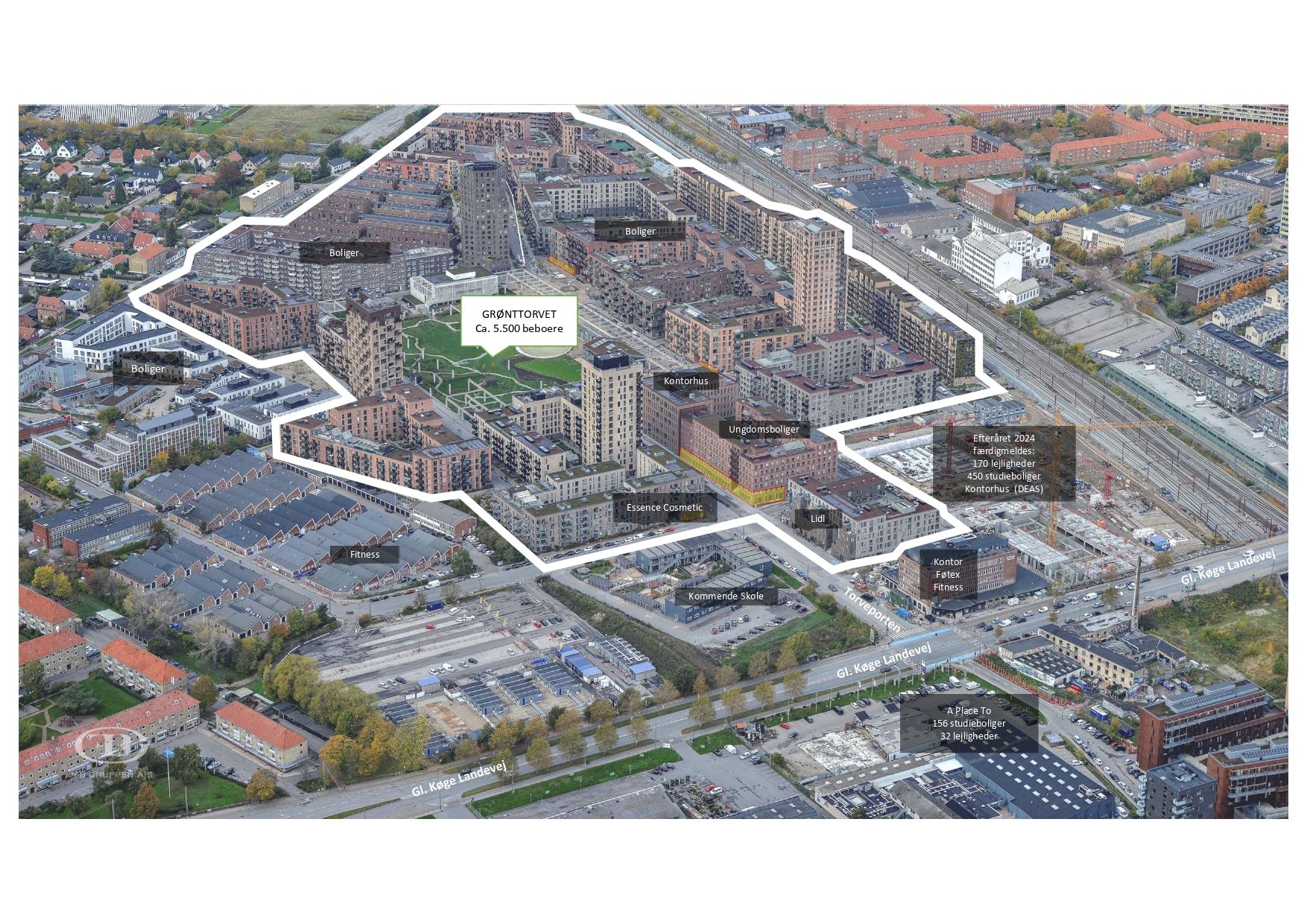 Valby - Grønttorvet: Lejemål til butik med 5.500 kvm og ca. 5.500 beboere, åbning i 2024, 150 boliger og 32 lejligheder
